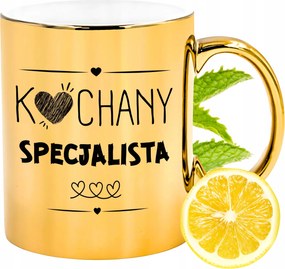 Arany csillogó bögre szakembernek ajándék fényképes nyomtatással