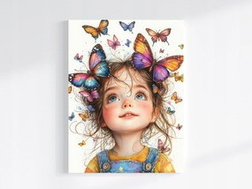 Canvas Vászonkép Gyerek Lány Pillangók Képzelet Öröm 75x100