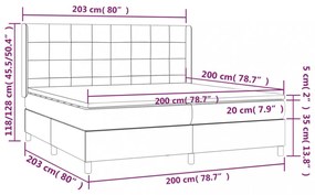 világosszürke szövet rugós és LED-es ágy matraccal 200x200 cm
