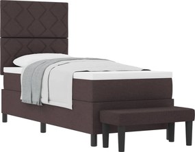 vidaXL Boxrugós ágy matracmal Sötét Barna 80 x 200 cm szövet