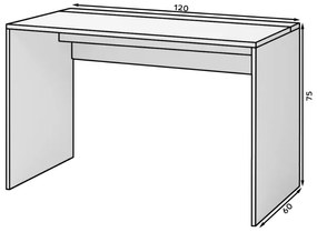 Íróasztal NEVY 120x60 cm, fekete