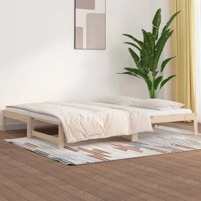 Tömör fenyőfa kihúzható kanapéágy 2x(90x190) cm
