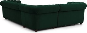 Zöld bársony kinyitható sarokkanapé (bal oldali-L alakú) York Blik – Ropez