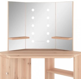 fekete sarok-fésülködőasztal LED-világítással 111x54x141,5 cm