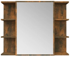 füstös tölgy színű szerelt fa tükrös szekrény 80 x 20,5 x 64 cm