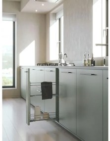 Konyhai fémrács, 150mm, bal oldalra szerelhető, antracit, teljes kihúzás, csillapított záródás, rejtett fióksín, 1 kosár, konyharuha tartóval SIGE, Gr...