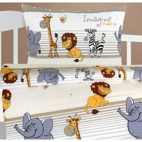 Bellatex Baby krepp ágynemű Agata Safari bézs, 90x 135 cm, 45 x 60 cm, 90 x 135 cm, 45 x 60 cm