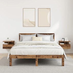 Falra Szerelhető Éjjeli Szekrények 2 db Régi fa 40x31x27 cm Reszelt Fa
