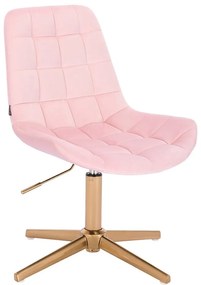 HR590CROSS Púderrózsaszín modern velúr szék arany lábbal