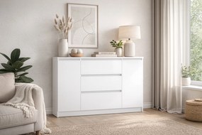 SIMPLE komoda 120 2D3S biały/biały połysk