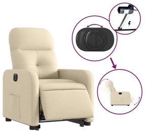 vidaXL elektromos felállást segítő krémszínű szövet dönthető fotel
