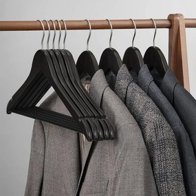 Csúszásmentes ruhaakasztók, vállfák nadrágartóval 20 db fekete