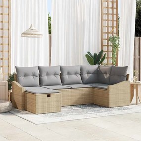 Kerti Kanapé Szett 6 pcs Bézs 55 x 62 x 69 cm Poli rattan