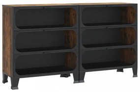 2 db rusztikus barna fém és MDF tárolószekrény 72 x 36 x 82 cm
