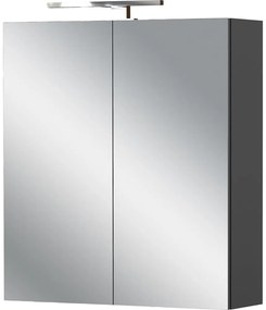 Antracitszürke fali tükrös fürdőszoba szekrény 60x71 cm Arcena – Germania