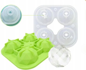 Szilikon Jégkocka Forma Gömb Alakú 5 cm Zöld 4 Rekesszel