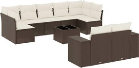 vidaXL 10 részes barna polyrattan kerti ülőgarnitúra párnákkal
