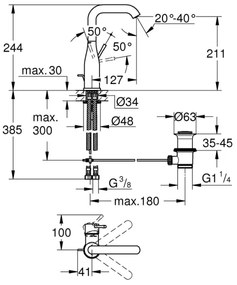 GROHE 32628AL1 - ESSENCE mosdó csaptelep, L méret, antracit