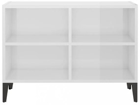 magasfényű fehér TV-szekrény fémlábakkal 69,5 x 30 x 50 cm