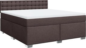 vidaXL sötétbarna szövet rugós ágy matraccal 180 x 200 cm