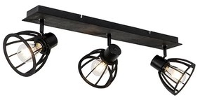 Ipari mennyezeti lámpa fekete 3 fényű - Fotu