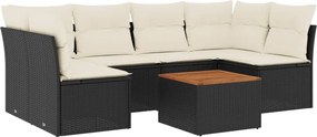 vidaXL 7 részes fekete polyrattan kerti ülőgarnitúra párnával