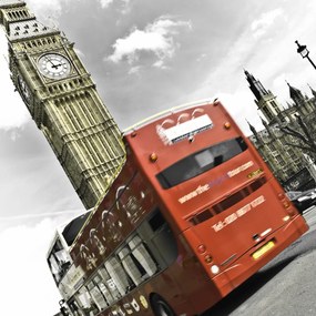 Poszter 30x30cm Big Ben London Bus, Assaf Frank