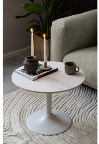 Fehér kerek dohányzóasztal kerámia asztallappal ø 60 cm Malta – Actona