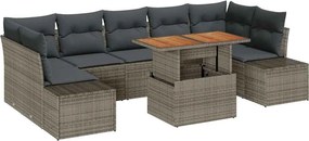 vidaXL Kert étkező szett párnával 8 pcs Szürke és Barna
