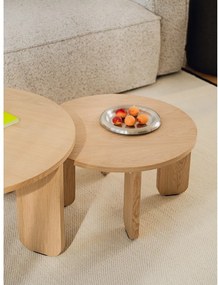 Natúr színű kerek dohányzóasztal tölgyfa dekoros asztallappal ø 55 cm Kuvu – noo.ma