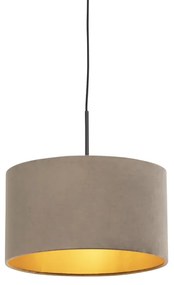 Lógólámpa taupe bársony árnyékolóval, aranyozott, 35 cm - Combi
