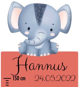 PIPPER. Textil falmatrica "Gyermek magasságmérő névvel  - Szafari 2"