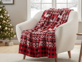 Karácsonyi mikroplüss sherpa pléd NORDIC DEERS, piros Méret: 200 x 220 cm