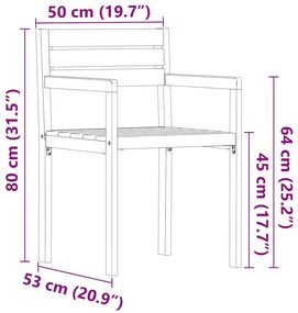 4 db tömör akácfa kerti szék 50 x 53 x 80 cm