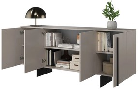 Larena komód 200 cm három fiókkal - kasmír / fekete lábak