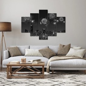 Kép - tűzijáték Miamiban, fekete és fehér (150x105 cm)
