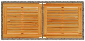 szürke polyrattan akácfa lapos kerti asztal 115x54x74 cm