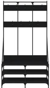 fekete ruhafogas cipőpolccal 100x40x184 cm