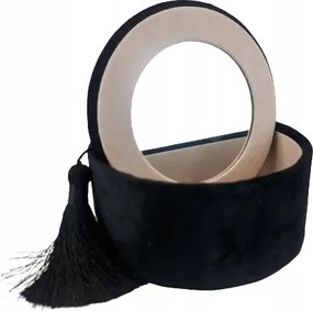 Kerek fekete ékszerdoboz elegáns tárolódoboz apróságok és ékszerek számára