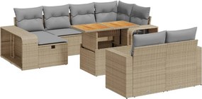 vidaXL 11 részes bézs polyrattan kerti ülőgarnitúra párnákkal