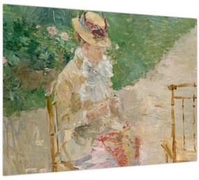 Üveg kép - Berthe Morisot, Young Woman Knitting, reprodukciók (70x50 cm)