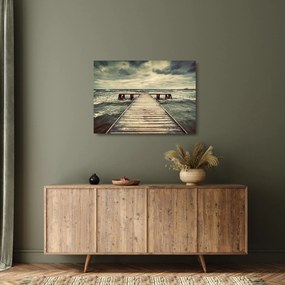 Egy fából készült móló képe a tengeren (üvegen) (70x50 cm)