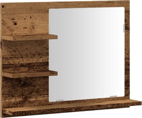 vidaXL antik fa színű tükrös fürdőszobaszekrény 60 x 10,5 x 45 cm