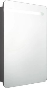 vidaXL szürke LED-es tükrös fürdőszobaszekrény 60 x 11 x 80 cm