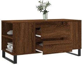 Barna tölgyszínű szerelt fa dohányzóasztal 102 x 44,5 x 50 cm