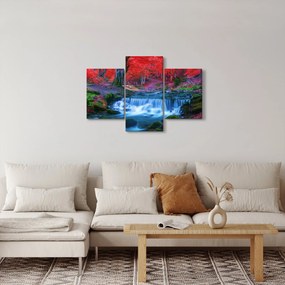 Kép Vízesés egy vörös erdőben (90x60 cm)