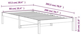 viaszbarna tömör fenyőfa kanapéágy matrac nélkül 90 x 200 cm