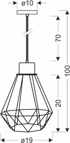 Csillár zsinóron PRIMO 1xE27/60W/230V fekete/arany