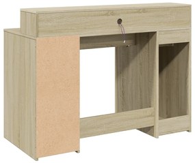 sonoma tölgy színű szerelt fa íróasztal LED-ekkel 120x55x91 cm