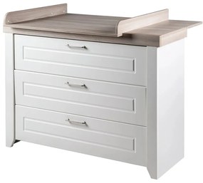 Fehér alacsony gyerek komód pelenkázó feltéttel szilfa dekorral 120x98 cm Felicia – Roba